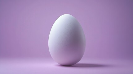A single egg, white on a pastel lavender background.