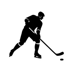 full body silhouette of ice hockey player shooting.svg
