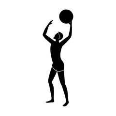 full body silhouette of man tossing beach ball in .svg