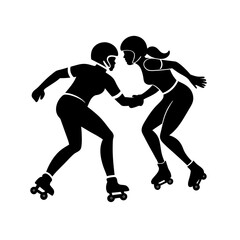 Naklejka premium full body silhouette of roller derby skater pushin.svg