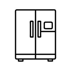 Refrigerator Icon – Modern Fridge Line Symbol – Kitchen Appliance Graphic – Double Door Cooler Vector – Food Storage Illustration for Home UI/UX