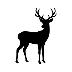 Obraz premium full body silhouette of standing deer with antlers.svg