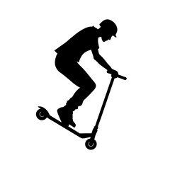 full body silhouette of stunt scooter rider jumpin.svg