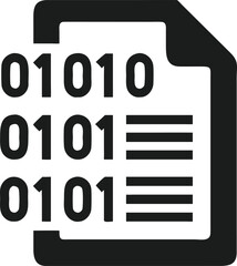 Silhouette design depicting a smart contract document with binary code symbol