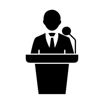 recommend clip art: Speaker at Podium Icon – Public Speaking Silhouette PNG, Politician or Presenter Illustration, Conference Speech Vector, Business Seminar Graphic