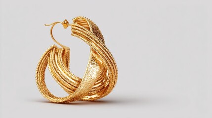 Elegant gold earring with intricate design isolated on transparent background