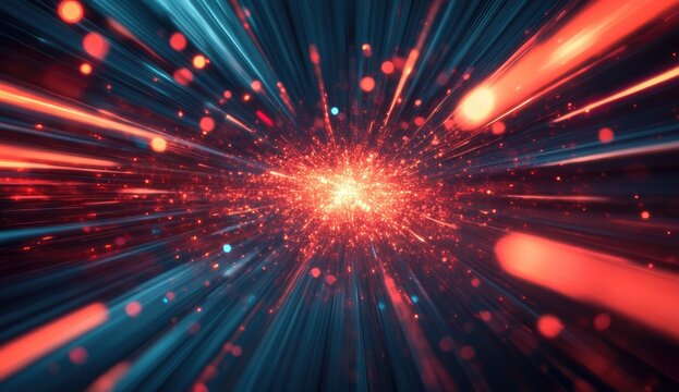 Abstract burst of vibrant light trails