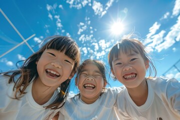 Kids in white jersey shirt happy laughing person.