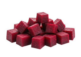Pile of beetroot cubes isolated on transparent background