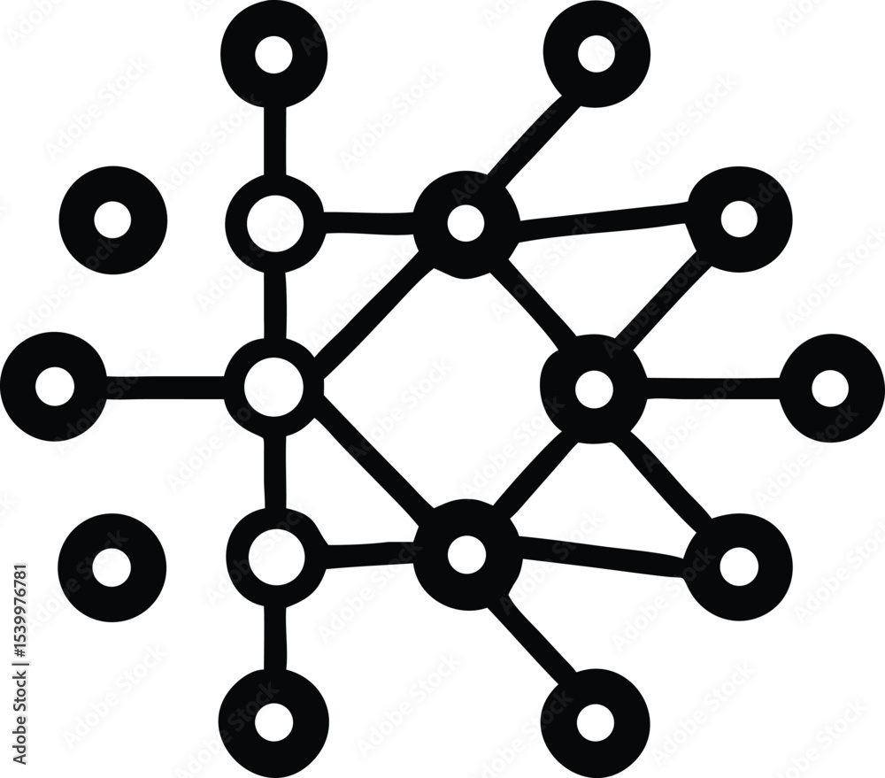 Poster abstract neural network node design representing artificial intelligence and futuristic technology
