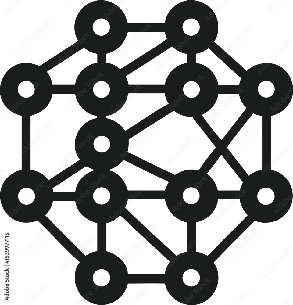 Poster interconnected nodes design representing artificial intelligence and neural network concepts