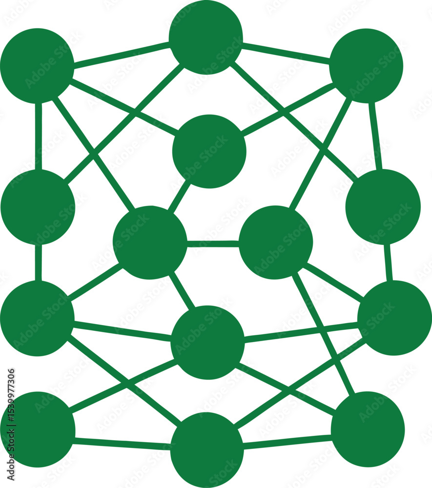 Poster abstract green neural network structure representing artificial intelligence and technology