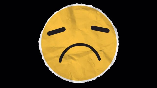 A pouting sad face emoji with a curved mouth and downcast eyes, expressing disappointment or mild sadness.