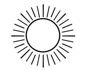 Flat style cartoon design illustration of sun, solar system planet. sunrise, sunset, heat, yellow.