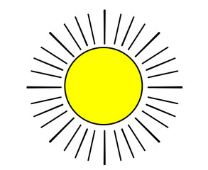 Flat style cartoon design illustration of sun, solar system planet. sunrise, sunset, heat, yellow.
