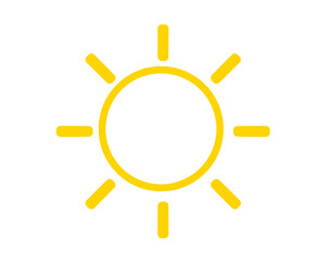 Flat style cartoon design illustration of sun, solar system planet. sunrise, sunset, heat, yellow.