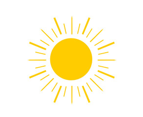 Flat style cartoon design illustration of sun, solar system planet. sunrise, sunset, heat, yellow.