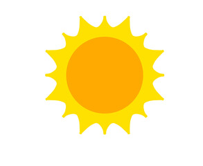 Flat style cartoon design illustration of sun, solar system planet. sunrise, sunset, heat, yellow.