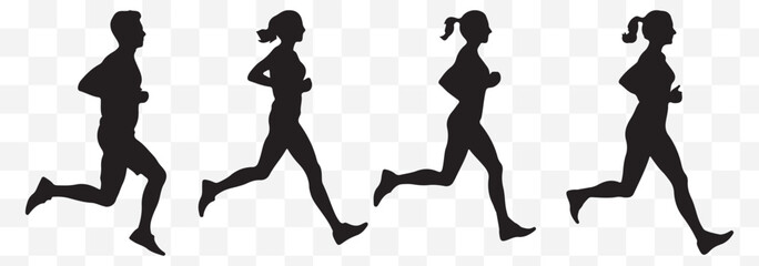 silhouettes of men and women running eps 10