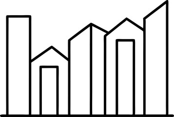Bar Graph Line Art Vector Illustration With White Background