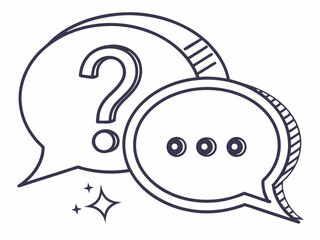 Creative Clean Line Art Icon Of A Chat Bubble With A Quest Vector