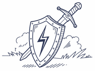 Creative Minimal Vector Icon Of A Shield With A Lightning Icon