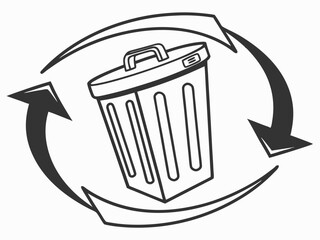 Elegant Minimalist Vector Icon Of A Recycling Bin With Ar Vector