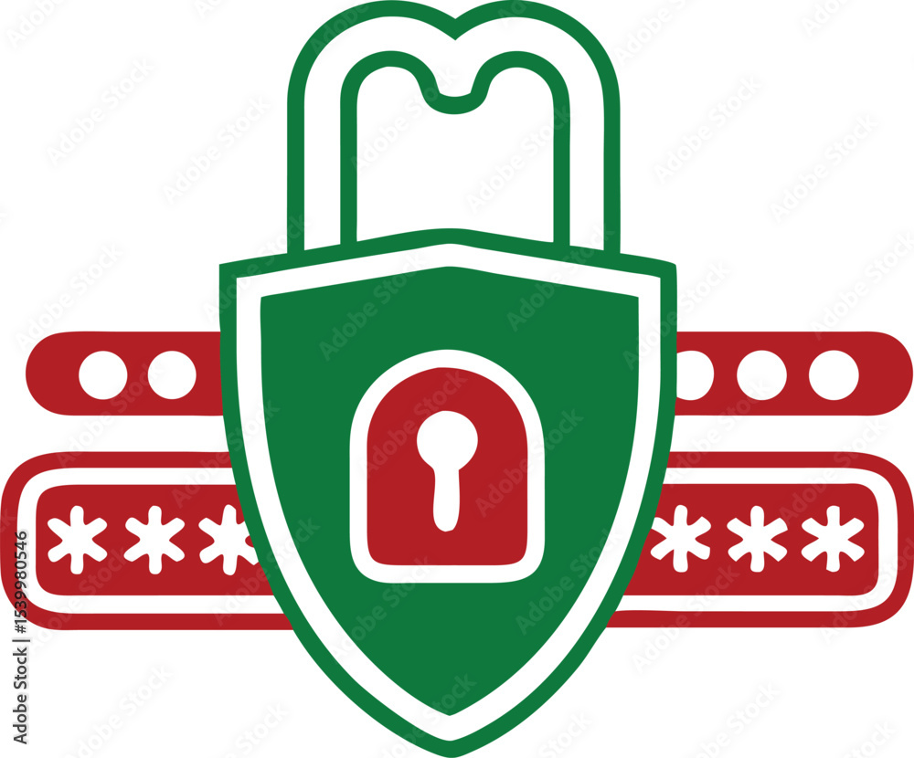 Poster digital security icon representing password protection and information encryption concepts