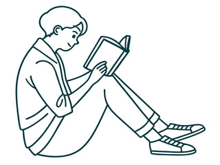 Professional Minimal Vector Icon Of A Person Reading A Book Re Vector