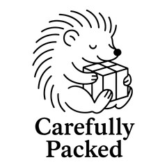 Carefully Packed Hedgehog SVG – Cute Shipping Label or Sticker Design for Small Business Packaging