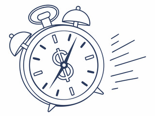 Stylish Minimal Line Icon Of A Clock With A Dollar Sign Vector