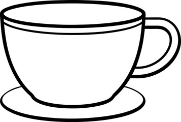 Cup Line Art Vector Illustration With White Background