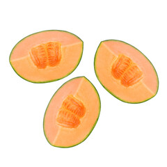 cantaloupe slices on transparent background