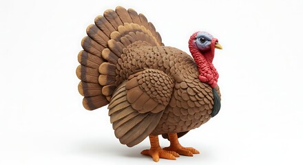 Brown cartoon turkey with vibrant feathers