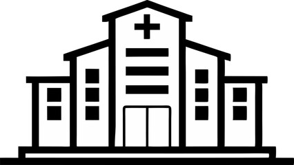 Fototapeta premium Hospital Building Icon Line Art Vector Illustration