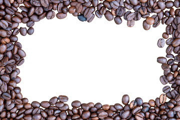 Coffee beans isolated on white background with space for text.