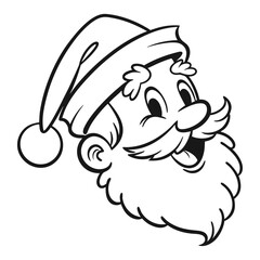 Cartoon Santa Head with Expressive Face Perfect for Christmas Logos and Graphics.