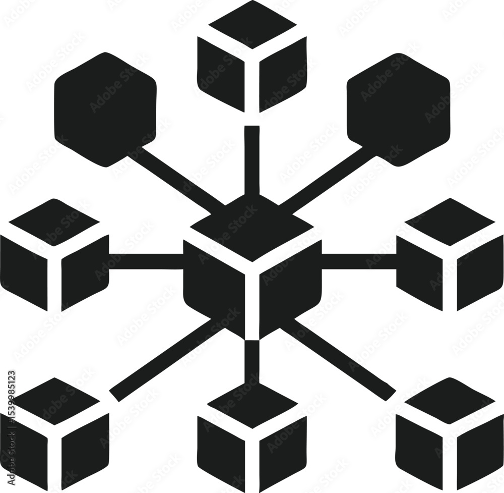 Poster interconnected decentralized network representing ai brain and artificial intelligence
