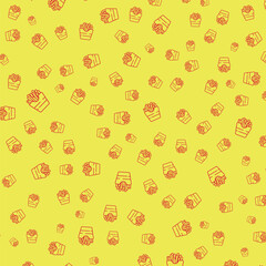 French fries pattern. Restaurant fast food menu background. Vector