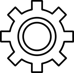 Settings Gear Icon Line Art Vector Illustration With White Background