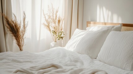 Cozy bedroom with sunlight