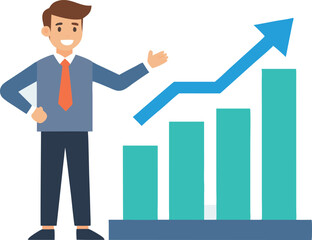 -man-showing-successful-kpi-growth-in-presentation.eps