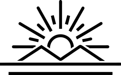 Sun Light Mode Icon Line Art Vector Illustration