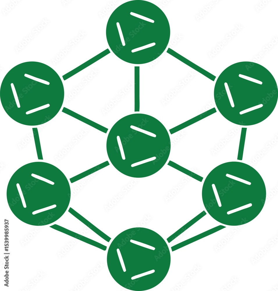 Poster abstract green neural network structure on transparent background illustrating ai brain