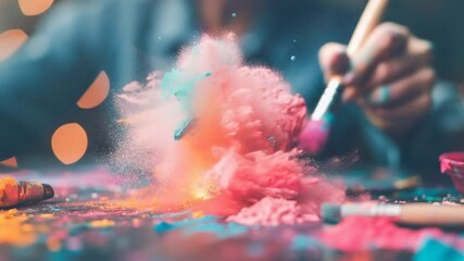 Artist Painting Color Explosion with Creative Process. - Powered by Adobe