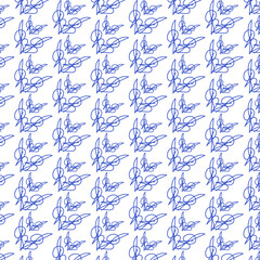seamless pattern with blue flowers