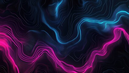 Abstract digital art with swirling neon lines