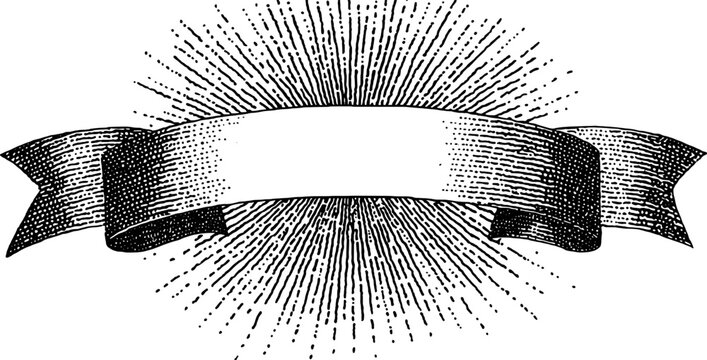 Vintage engraved arched banner for decorative design and print retro projects