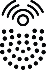 Black silhouette design of a connected sensor with radiating waves illustrating ai concepts