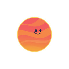 Funny Mars planet character. Cartoon planet of Solar system. Happy red space object. Vector illustration